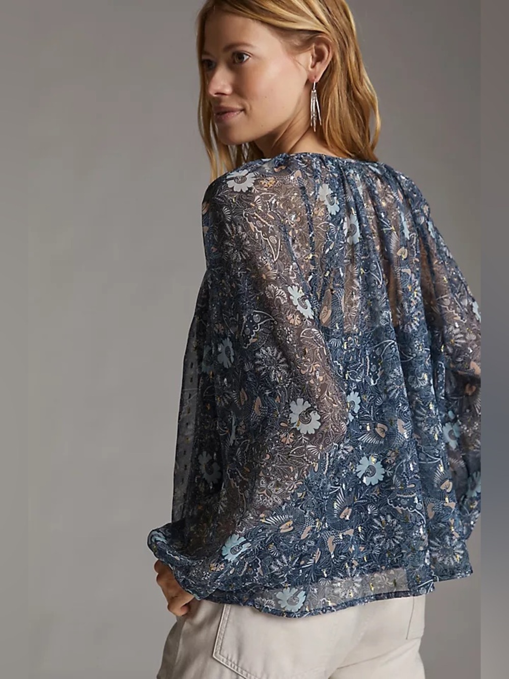 Anthropologie Let me be sheer puff sleeve blouse sz xs - Picture 2 of 10